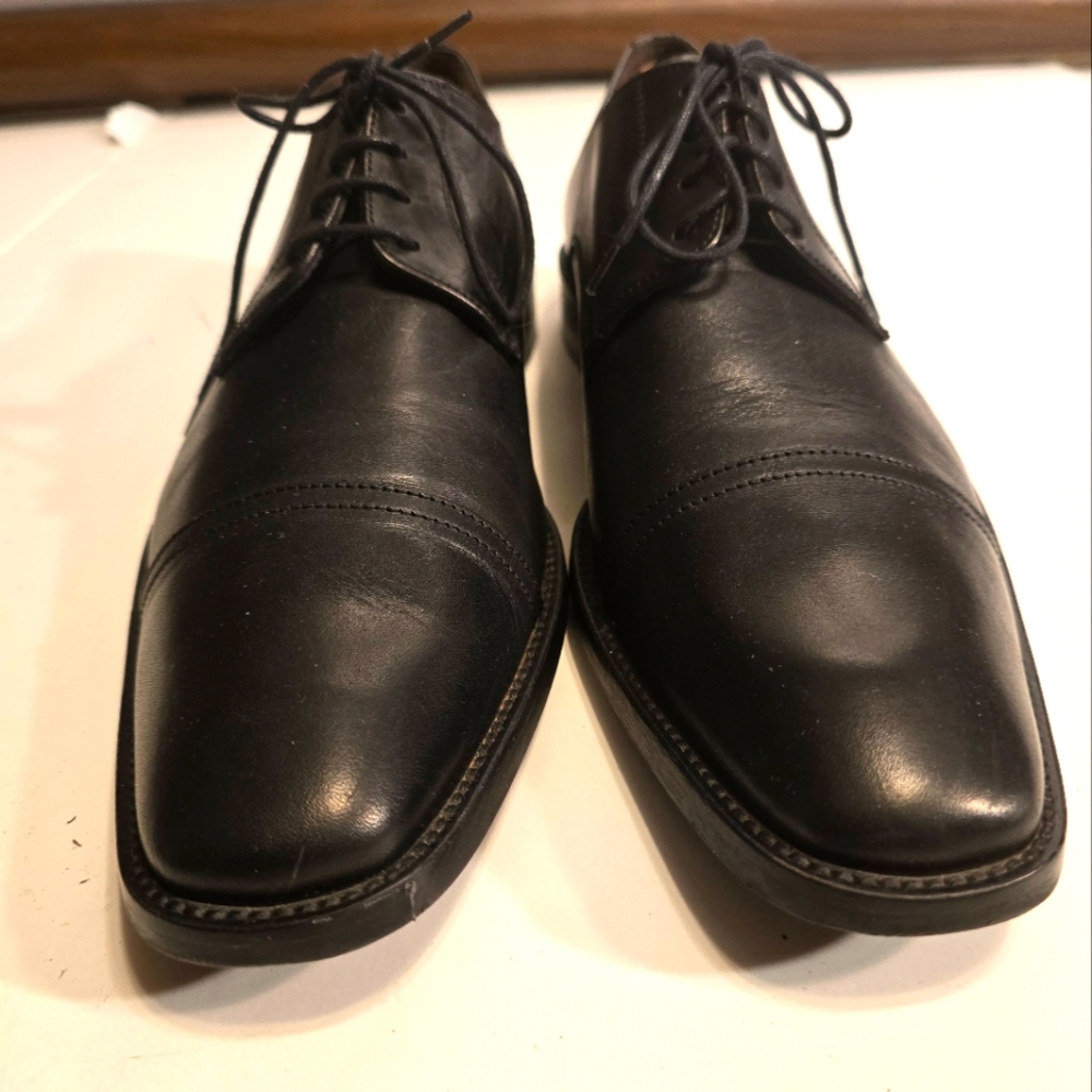 TO BOOT NEW YORK ADAM DERRICK MEN'S BLACK LEATHER CAP TOE OXFORD SHOES SIZE 10